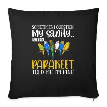 Budgerigar Perruche Oiseau Cadeau pour animaux de compagnie - Housse de coussin décorative 45 x 45 cm - noir - Devant