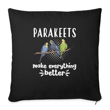 Budgerigar Parakeet Bird Pet Gift - Sofa pillowcase 17,3'' x 17,3'' (45 x 45 cm) - black - Front