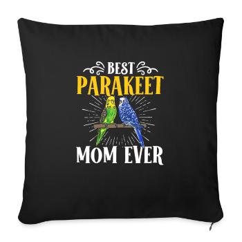 Budgerigar Perruche Oiseau Cadeau pour animaux de compagnie - Housse de coussin décorative 45 x 45 cm - noir - Devant