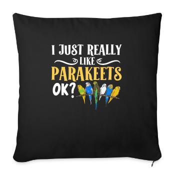 Budgerigar Perruche Oiseau Cadeau pour animaux de compagnie - Housse de coussin décorative 45 x 45 cm - noir - Devant