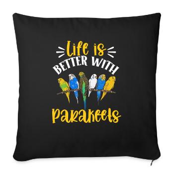 Budgerigar Perruche Oiseau Cadeau pour animaux de compagnie - Housse de coussin décorative 45 x 45 cm - noir - Devant