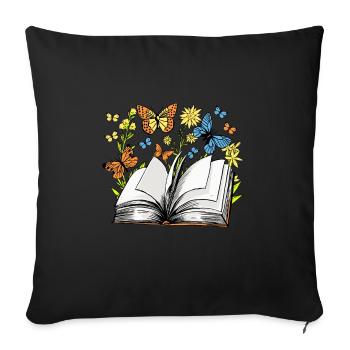 Livres Chemise Cadeau - Housse de coussin décorative 45 x 45 cm - noir - Devant