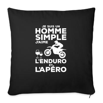 Je Suis Un Homme Simple J'aime L'Enduro Et L'Apéro - Housse de coussin décorative 45 x 45 cm - noir - Devant