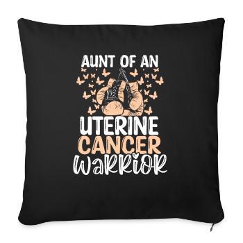 Sensibilisation au cancer de l’utérus Tante Neveu Nièce - Housse de coussin décorative 45 x 45 cm - noir - Devant