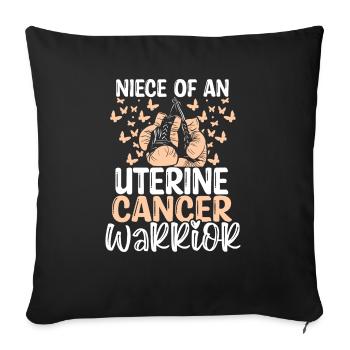 Sensibilisation au cancer de l’utérus Nièce Tante Oncle - Housse de coussin décorative 45 x 45 cm - noir - Devant