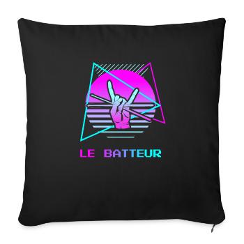 Retro Le Batteur Batterie - Housse de coussin décorative 45 x 45 cm - noir - Devant