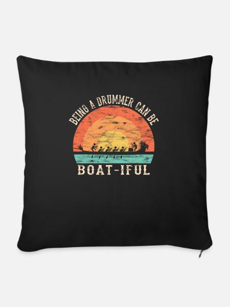 Chinesisches Drachenboot-Bootsrennen - Sofakissenbezug 45 x 45 cm - Schwarz