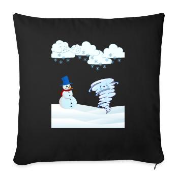 cute winter snowman and wind - Sofa pillowcase 17,3'' x 17,3'' (45 x 45 cm) - black - Front