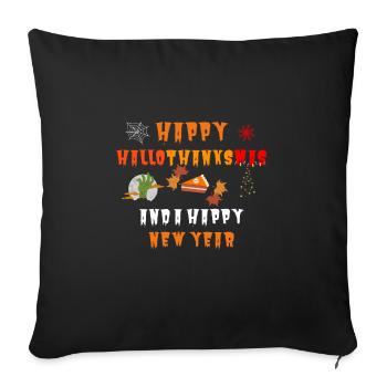 Happy Hallothanksmas and a Happy New Year - Sofa pillowcase 17,3'' x 17,3'' (45 x 45 cm) - black - Front