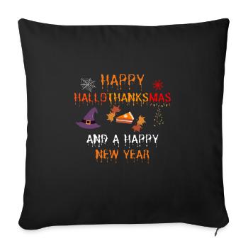 Happy Hallothanksmas and a Happy New Year - Sofa pillowcase 17,3'' x 17,3'' (45 x 45 cm) - black - Front