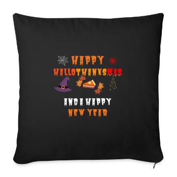 Happy Hallothanksmas and a Happy New Year - Sofa pillowcase 17,3'' x 17,3'' (45 x 45 cm) - black - Front