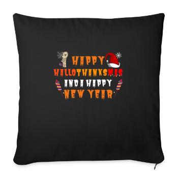 Happy Hallothanksmas and a Happy New Year - Sofa pillowcase 17,3'' x 17,3'' (45 x 45 cm) - black - Front