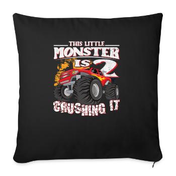 2ème anniversaire plaisante ce petit camion monstre - Housse de coussin décorative 45 x 45 cm - noir - Devant