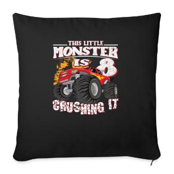 8ème anniversaire plaisante ce petit camion monstre - Housse de coussin décorative 45 x 45 cm - noir - Devant