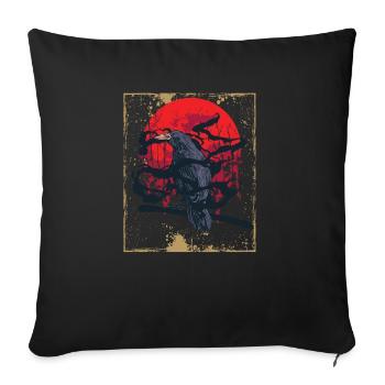 Gothique Crâne-Rouge Lune-Corneille Noire - Housse de coussin décorative 45 x 45 cm - noir - Devant