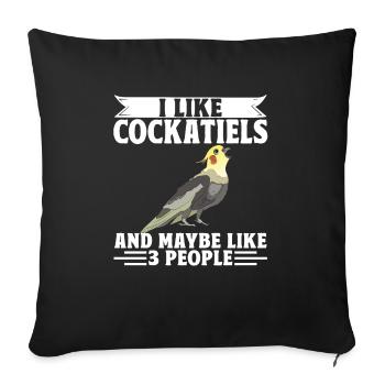 Cockatiel Cockatiel Cockatoo Perroquet Oiseau Cadeau - Housse de coussin décorative 45 x 45 cm - noir - Devant