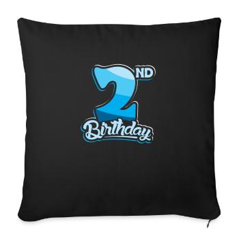 2nd Birthday Kids Toodler Second Birthday - Sofakissenbezug 45 x 45 cm - Schwarz - Vorne