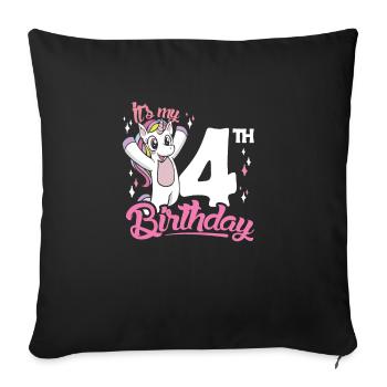4th Birthday Kids Unicorn Toodler Four - Sofakissenbezug 45 x 45 cm - Schwarz - Vorne