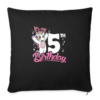 5th Birthday Kids Unicorn Toodler Five - Sofa pillowcase 17,3'' x 17,3'' (45 x 45 cm) - black - Front