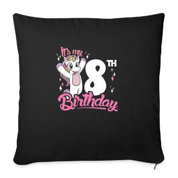 8e anniversaire Enfants Licorne Toodler Eight - Housse de coussin décorative 45 x 45 cm - noir - Devant