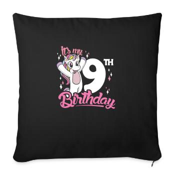 9th Birthday Kids Unicorn Nine Birthday - Sofa pillowcase 17,3'' x 17,3'' (45 x 45 cm) - black - Front