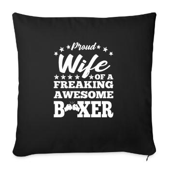 Fière épouse d’un boxeur génial idée amusante - Housse de coussin décorative 45 x 45 cm - noir - Devant