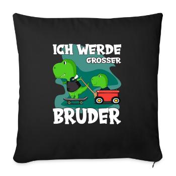 Ich Werde Großer Bruder Dino Geschwisterkind - Sofakissenbezug 45 x 45 cm - Schwarz - Vorne