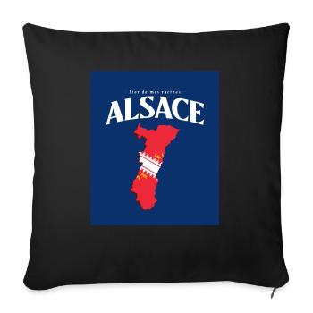 Fier de mes Racines Alsace Bleu - Housse de coussin décorative 45 x 45 cm - noir - Devant