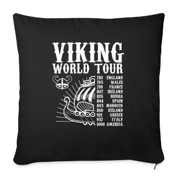 Viking World Tour Conception de navires vikings - Housse de coussin décorative 45 x 45 cm - noir - Devant