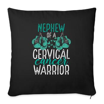 Nephew Cervical Cancer Awareness Aunt Uncle - Sofa pillowcase 17,3'' x 17,3'' (45 x 45 cm) - black - Front