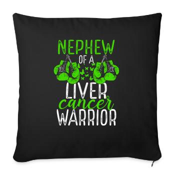 Neveu Sensibilisation au cancer du foie Tante Oncle - Housse de coussin décorative 45 x 45 cm - noir - Devant