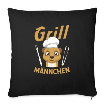 Grill Männchen Erdmännchen Griller Motiv - Sofakissenbezug 45 x 45 cm - Schwarz - Vorne