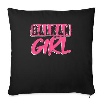 Balkan Girl Croatia Albania Kosovo Bosnia - Sofa pillowcase 17,3'' x 17,3'' (45 x 45 cm) - black - Front