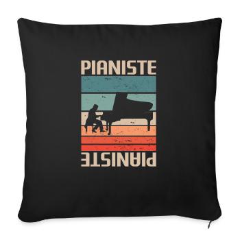 Vintage Retro Pianiste Instrument Piano - Housse de coussin décorative 45 x 45 cm - noir - Devant