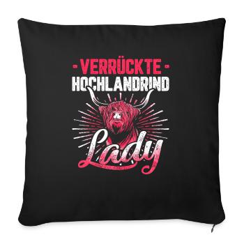 Verrückte Hochlandrind Lady Geschenk - Sofakissenbezug 45 x 45 cm - Schwarz - Vorne