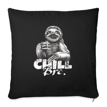 Paresseux avec café chill bro c’est comme ça - Housse de coussin décorative 45 x 45 cm - noir - Devant