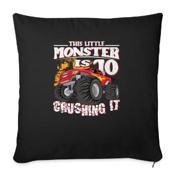 10e anniversaire plaisante ce petit camion monstre - Housse de coussin décorative 45 x 45 cm - noir - Devant