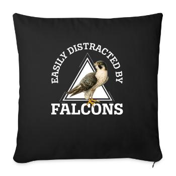 Easily Distracted By Falcons Master Falconer - Sofa pillowcase 17,3'' x 17,3'' (45 x 45 cm) - black - Front