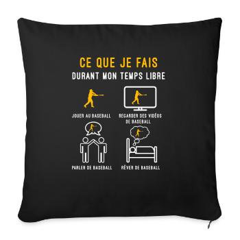 baseball sport temps libre cadeau batteur - Housse de coussin décorative 45 x 45 cm - noir - Devant
