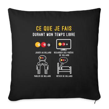 billard boules temps libre cadeau billardiste - Housse de coussin décorative 45 x 45 cm - noir - Devant