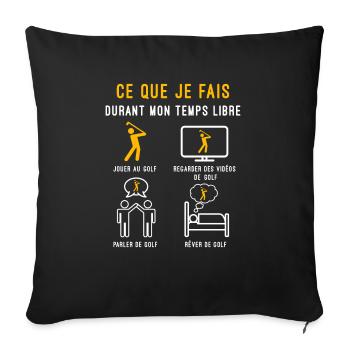 golf temps libre cadeau golfeur - Housse de coussin décorative 45 x 45 cm - noir - Devant