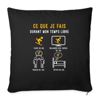 ski temps libre cadeau skieur - Housse de coussin décorative 45 x 45 cm - noir - Devant