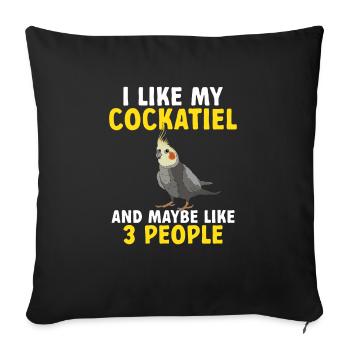 Cockatiel Cockatiel Cockatoo Perroquet Oiseau Cadeau - Housse de coussin décorative 45 x 45 cm - noir - Devant