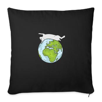 Earth Day Cute Rabbit loves world - Sofakissenbezug 45 x 45 cm - Schwarz - Vorne