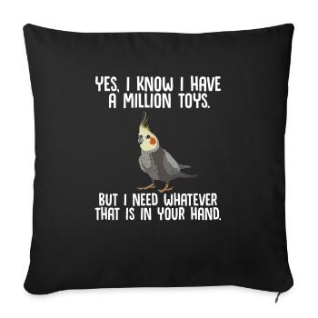 Cockatiel Cockatiel Cockatoo Perroquet Oiseau Cadeau - Housse de coussin décorative 45 x 45 cm - noir - Devant