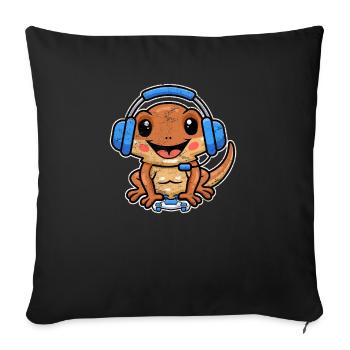 Gamer Bearded Dragon Owner Video Game Player Lover - Sofa pillowcase 17,3'' x 17,3'' (45 x 45 cm) - black - Front