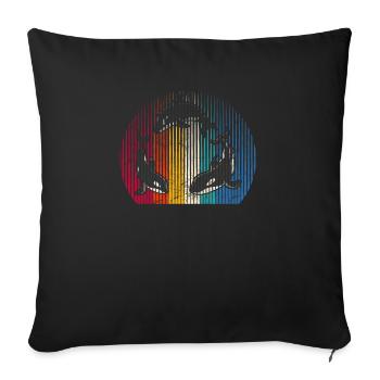 Orca Family Orca Vintage Retro Killer Whale Family - Sofa pillowcase 17,3'' x 17,3'' (45 x 45 cm) - black - Front