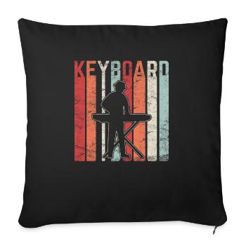 Claviériste Musicien Musicien Pianiste Vintage Pia - Housse de coussin décorative 45 x 45 cm - noir - Devant