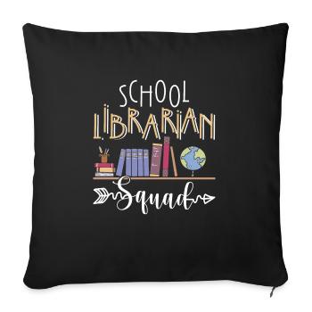 Cadeau de chemise d’escouade de bibliothécaire scolaire - Housse de coussin décorative 45 x 45 cm - noir - Devant