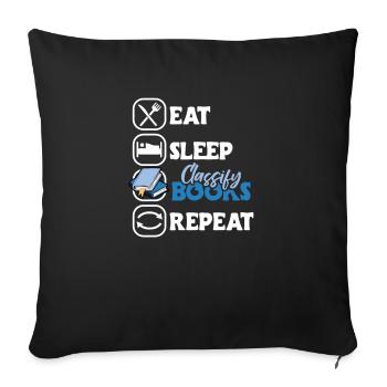 Manger du sommeil Classer les livres Répéter la chemise - Housse de coussin décorative 45 x 45 cm - noir - Devant